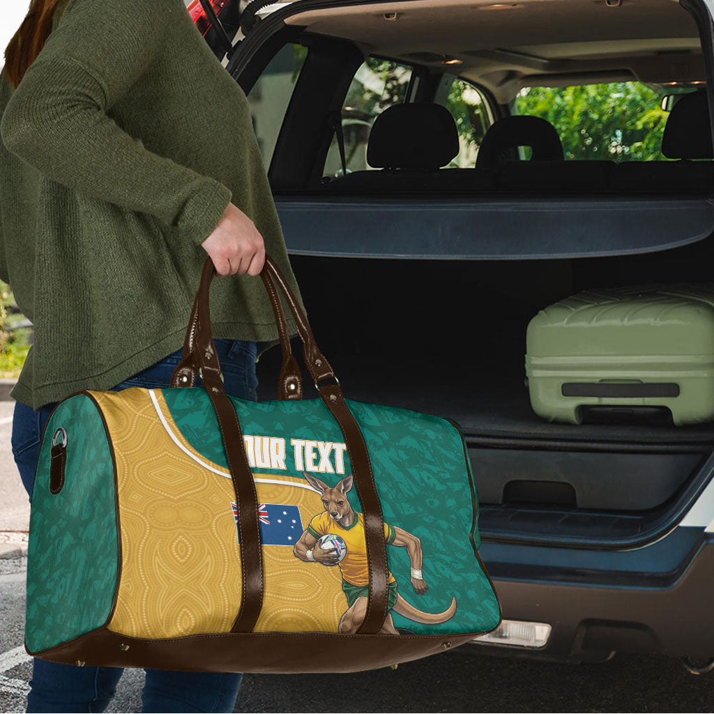 Personalised Australia Rugby Travel Bag Wallabies Kangaroo Player Aboriginal Pattern