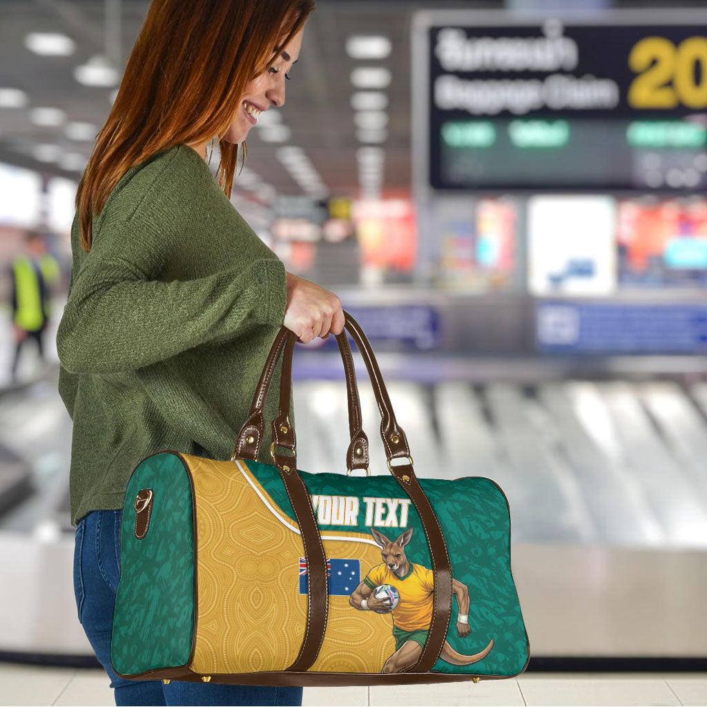 Personalised Australia Rugby Travel Bag Wallabies Kangaroo Player Aboriginal Pattern