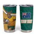 Personalised Australia Rugby Tumbler Cup Wallabies Kangaroo Player Aboriginal Pattern