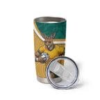 Personalised Australia Rugby Tumbler Cup Wallabies Kangaroo Player Aboriginal Pattern