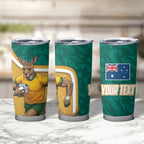 Personalised Australia Rugby Tumbler Cup Wallabies Kangaroo Player Aboriginal Pattern