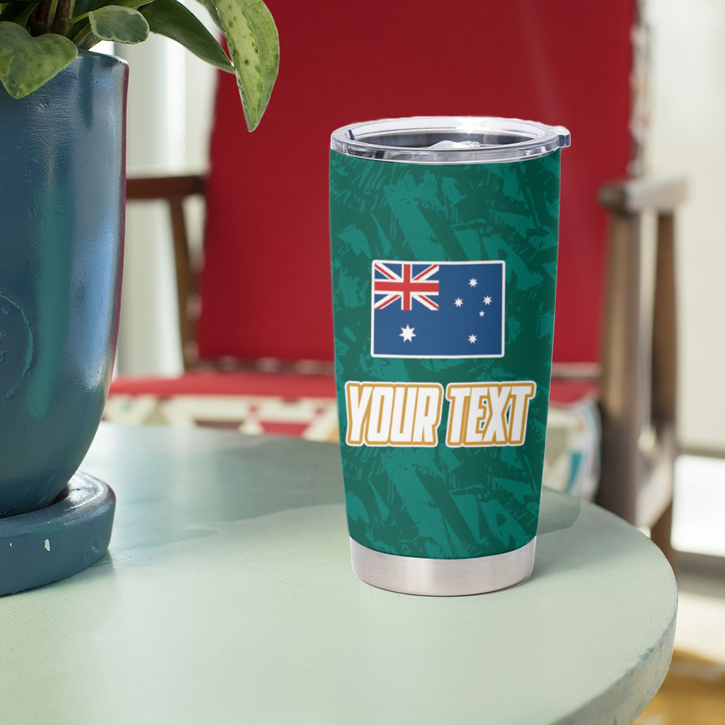 Personalised Australia Rugby Tumbler Cup Wallabies Kangaroo Player Aboriginal Pattern