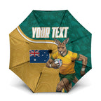 Personalised Australia Rugby Umbrella Wallabies Kangaroo Player Aboriginal Pattern