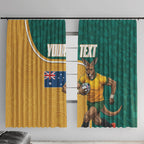 Personalised Australia Rugby Window Curtain Wallabies Kangaroo Player Aboriginal Pattern