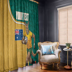 Personalised Australia Rugby Window Curtain Wallabies Kangaroo Player Aboriginal Pattern