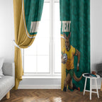 Personalised Australia Rugby Window Curtain Wallabies Kangaroo Player Aboriginal Pattern
