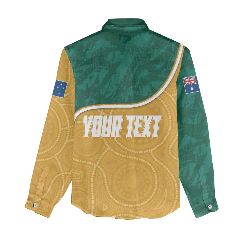 Personalised Australia Rugby Women Casual Shirt Wallabies Kangaroo Player Aboriginal Pattern