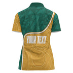 Personalised Australia Rugby Women Polo Shirt Wallabies Kangaroo Player Aboriginal Pattern