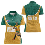 Personalised Australia Rugby Women Polo Shirt Wallabies Kangaroo Player Aboriginal Pattern