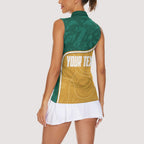 Personalised Australia Rugby Women Sleeveless Polo Shirt Wallabies Kangaroo Player Aboriginal Pattern
