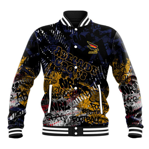 Adelaide Crows Baseball Jacket Urban Graffiti Street Art - Bold Abstract Spray Paint