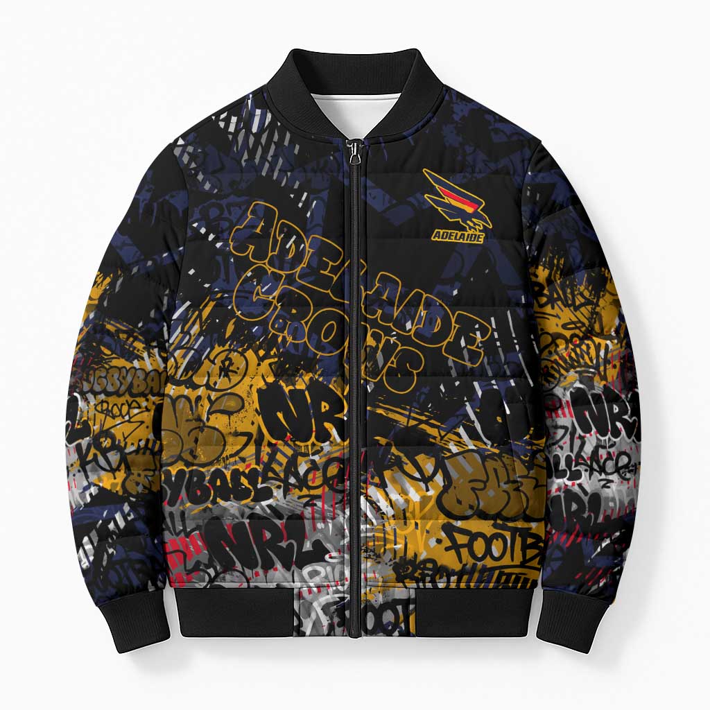 Adelaide Crows Bomber Puffer Jacket Urban Graffiti Street Art - Bold Abstract Spray Paint