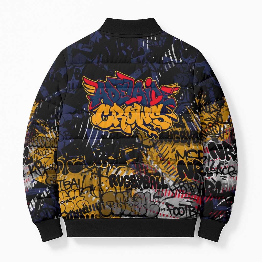 Adelaide Crows Bomber Puffer Jacket Urban Graffiti Street Art - Bold Abstract Spray Paint