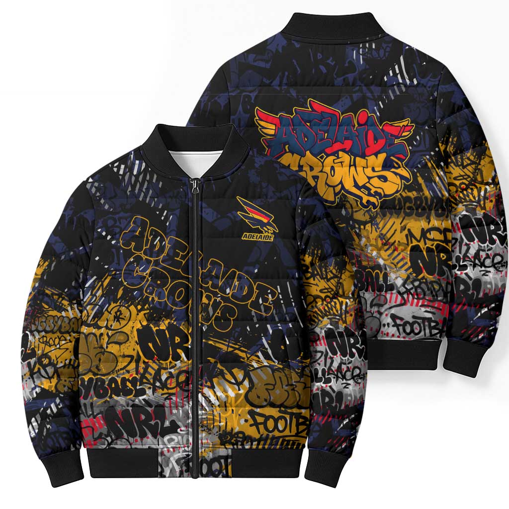 Adelaide Crows Bomber Puffer Jacket Urban Graffiti Street Art - Bold Abstract Spray Paint