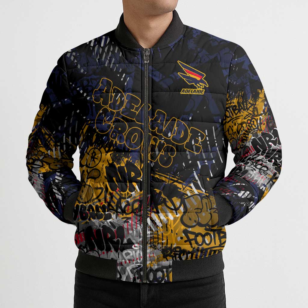 Adelaide Crows Bomber Puffer Jacket Urban Graffiti Street Art - Bold Abstract Spray Paint