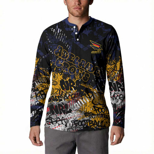Adelaide Crows Button Sweatshirt Urban Graffiti Street Art - Bold Abstract Spray Paint