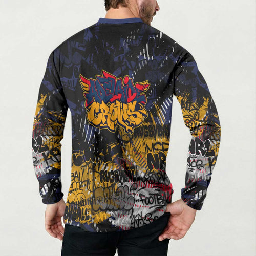 Adelaide Crows Button Sweatshirt Urban Graffiti Street Art - Bold Abstract Spray Paint