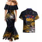 Adelaide Crows Couples Matching Mermaid Dress and Hawaiian Shirt Urban Graffiti Street Art - Bold Abstract Spray Paint