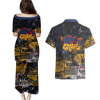 Adelaide Crows Couples Matching Puletasi and Hawaiian Shirt Urban Graffiti Street Art - Bold Abstract Spray Paint