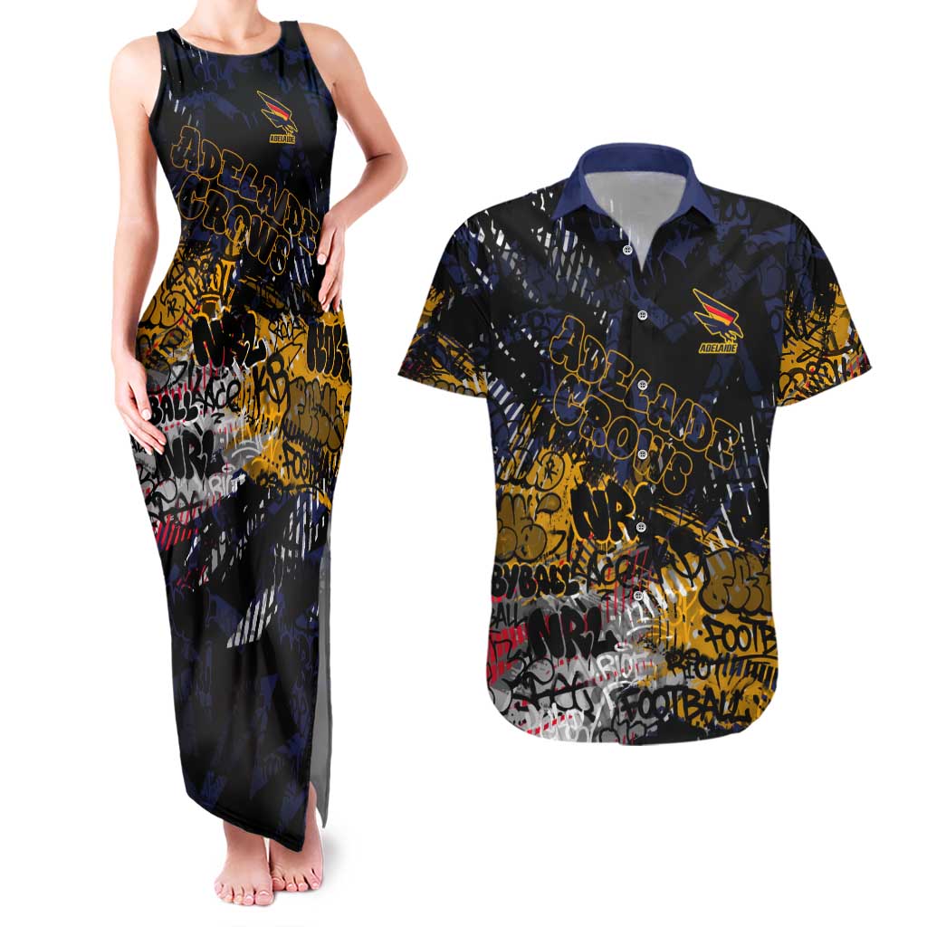 Adelaide Crows Couples Matching Tank Maxi Dress and Hawaiian Shirt Urban Graffiti Street Art - Bold Abstract Spray Paint