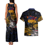Adelaide Crows Couples Matching Tank Maxi Dress and Hawaiian Shirt Urban Graffiti Street Art - Bold Abstract Spray Paint