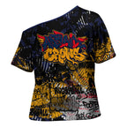 Adelaide Crows Cross Shoulder Shirt Urban Graffiti Street Art - Bold Abstract Spray Paint
