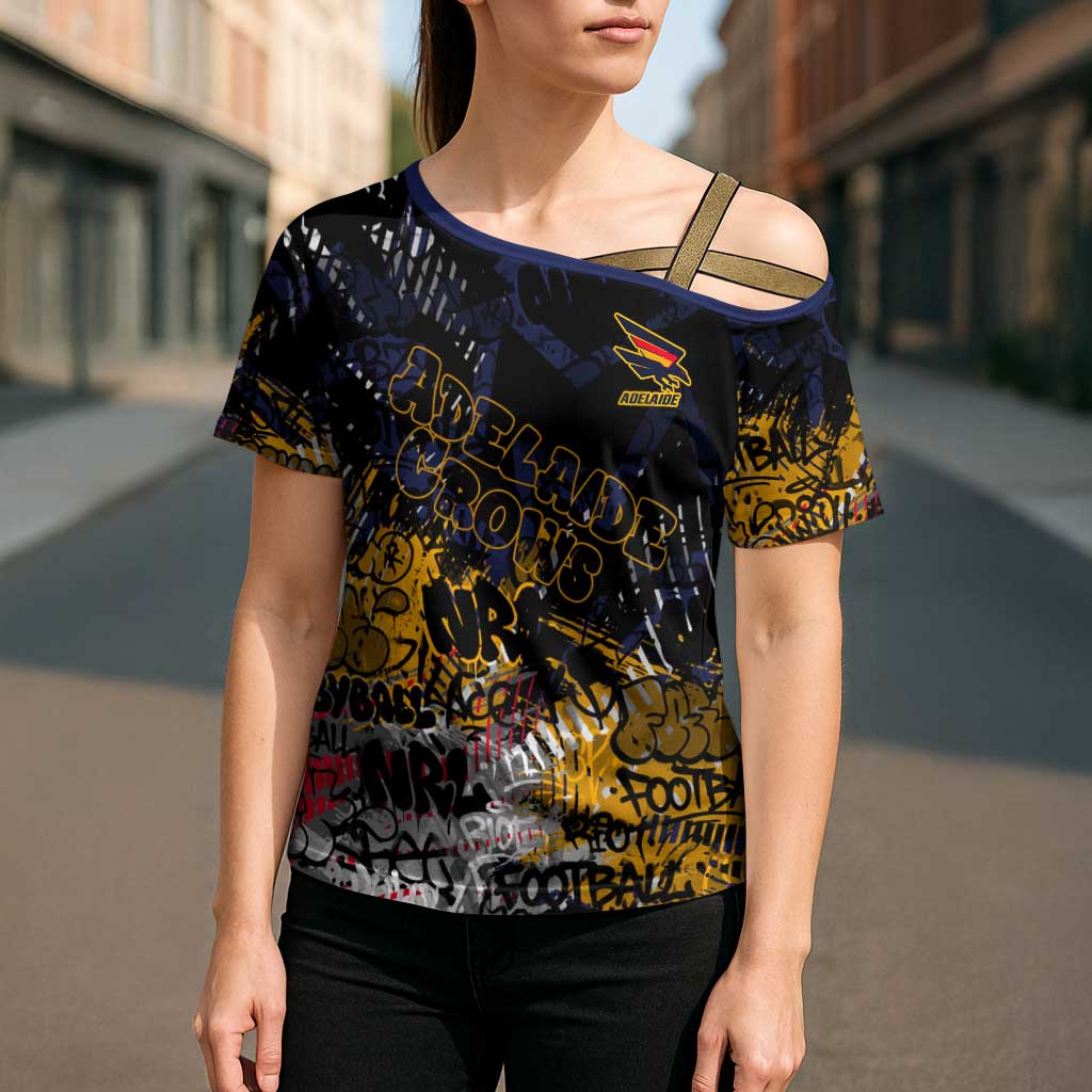 Adelaide Crows Cross Shoulder Shirt Urban Graffiti Street Art - Bold Abstract Spray Paint