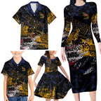 Adelaide Crows Family Matching Long Sleeve Bodycon Dress and Hawaiian Shirt Urban Graffiti Street Art - Bold Abstract Spray Paint