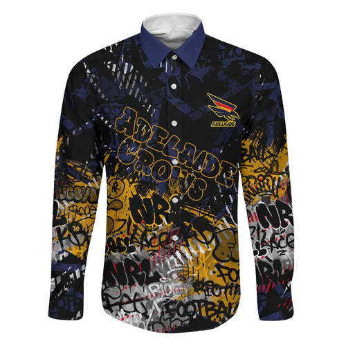 Adelaide Crows Family Matching Long Sleeve Bodycon Dress and Hawaiian Shirt Urban Graffiti Street Art - Bold Abstract Spray Paint