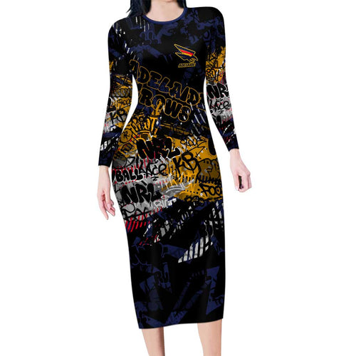 Adelaide Crows Family Matching Long Sleeve Bodycon Dress and Hawaiian Shirt Urban Graffiti Street Art - Bold Abstract Spray Paint