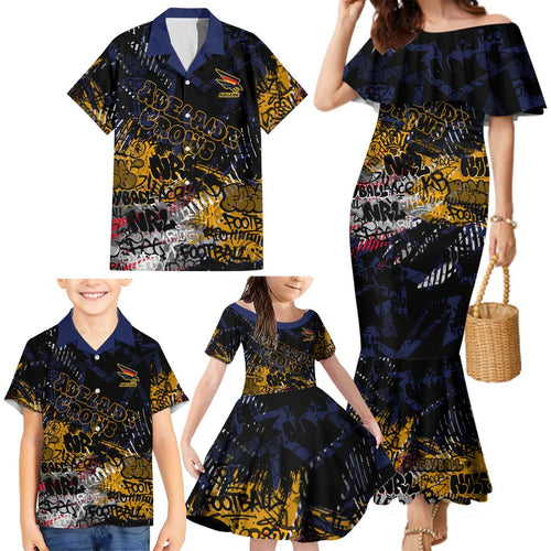 Adelaide Crows Family Matching Mermaid Dress and Hawaiian Shirt Urban Graffiti Street Art - Bold Abstract Spray Paint
