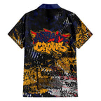 Adelaide Crows Family Matching Off The Shoulder Long Sleeve Dress and Hawaiian Shirt Urban Graffiti Street Art - Bold Abstract Spray Paint