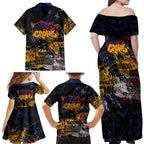 Adelaide Crows Family Matching Off Shoulder Maxi Dress and Hawaiian Shirt Urban Graffiti Street Art - Bold Abstract Spray Paint