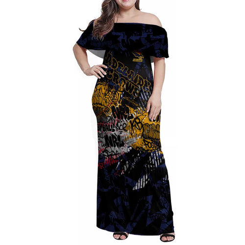 Adelaide Crows Family Matching Off Shoulder Maxi Dress and Hawaiian Shirt Urban Graffiti Street Art - Bold Abstract Spray Paint