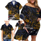 Adelaide Crows Family Matching Off Shoulder Short Dress and Hawaiian Shirt Urban Graffiti Street Art - Bold Abstract Spray Paint