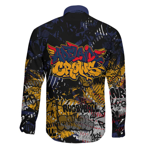 Adelaide Crows Family Matching Off Shoulder Short Dress and Hawaiian Shirt Urban Graffiti Street Art - Bold Abstract Spray Paint