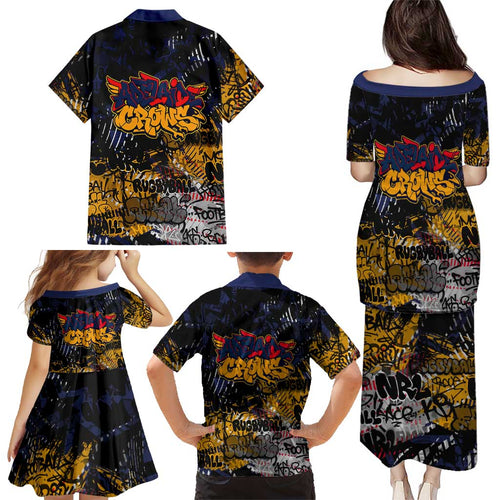 Adelaide Crows Family Matching Puletasi and Hawaiian Shirt Urban Graffiti Street Art - Bold Abstract Spray Paint