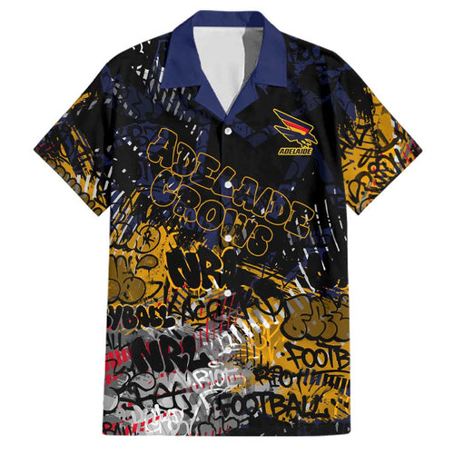 Adelaide Crows Family Matching Short Sleeve Bodycon Dress and Hawaiian Shirt Urban Graffiti Street Art - Bold Abstract Spray Paint