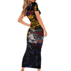Adelaide Crows Family Matching Short Sleeve Bodycon Dress and Hawaiian Shirt Urban Graffiti Street Art - Bold Abstract Spray Paint