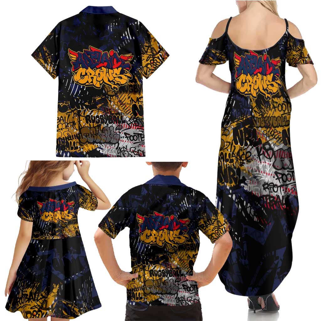 Adelaide Crows Family Matching Summer Maxi Dress and Hawaiian Shirt Urban Graffiti Street Art - Bold Abstract Spray Paint
