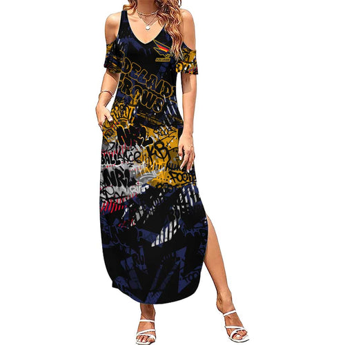 Adelaide Crows Family Matching Summer Maxi Dress and Hawaiian Shirt Urban Graffiti Street Art - Bold Abstract Spray Paint