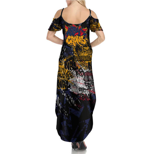 Adelaide Crows Family Matching Summer Maxi Dress and Hawaiian Shirt Urban Graffiti Street Art - Bold Abstract Spray Paint