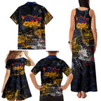 Adelaide Crows Family Matching Tank Maxi Dress and Hawaiian Shirt Urban Graffiti Street Art - Bold Abstract Spray Paint