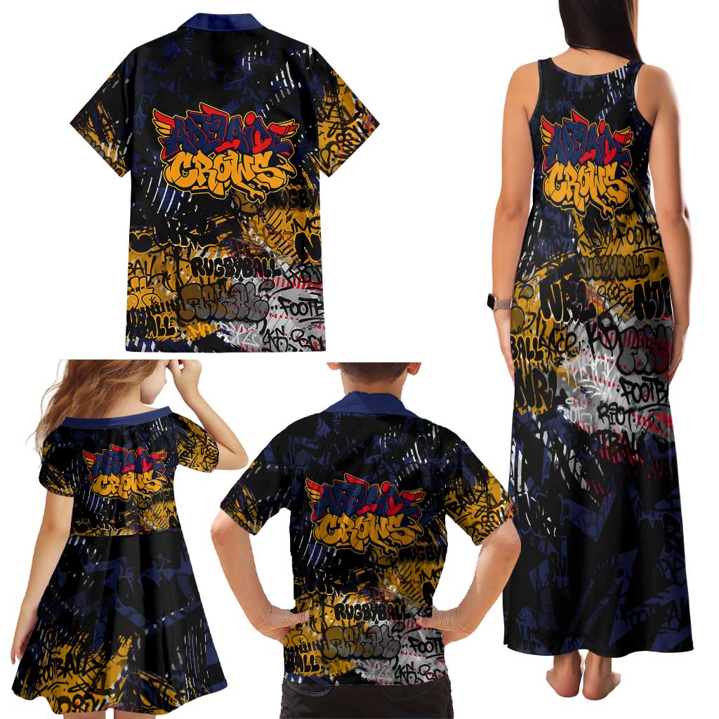 Adelaide Crows Family Matching Tank Maxi Dress and Hawaiian Shirt Urban Graffiti Street Art - Bold Abstract Spray Paint