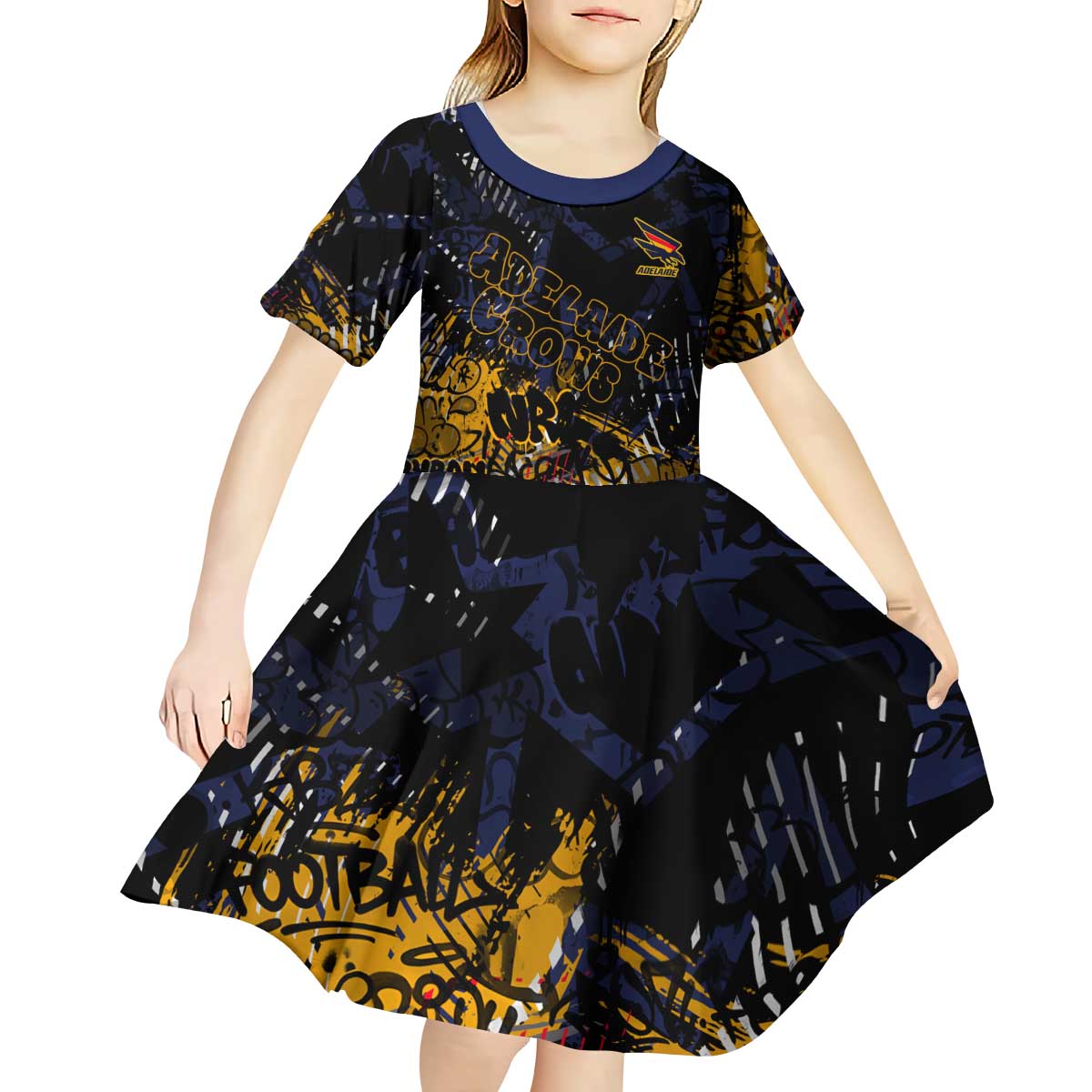 Adelaide Crows Kid Short Sleeve Dress Urban Graffiti Street Art - Bold Abstract Spray Paint