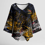 Adelaide Crows Kimono Sleeve Blouse Urban Graffiti Street Art - Bold Abstract Spray Paint