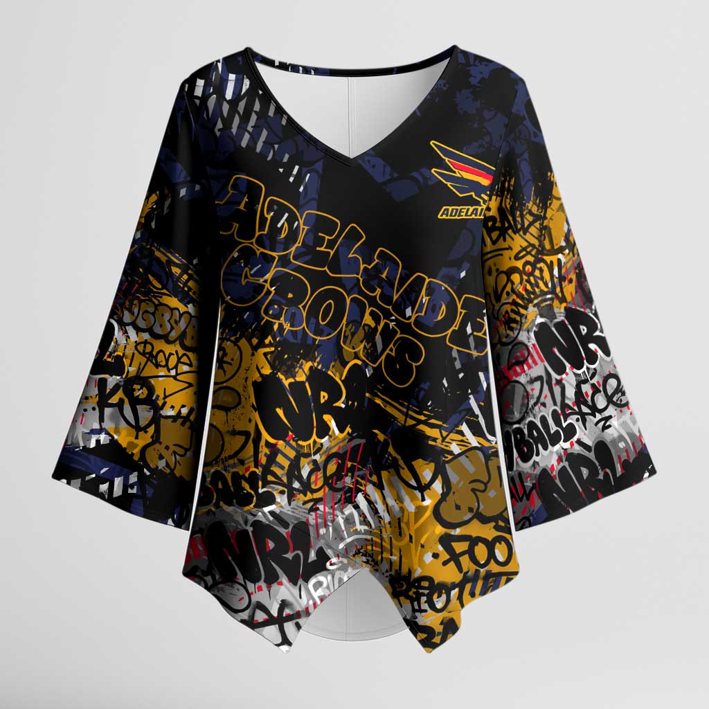 Adelaide Crows Kimono Sleeve Blouse Urban Graffiti Street Art - Bold Abstract Spray Paint