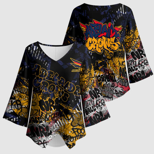 Adelaide Crows Kimono Sleeve Blouse Urban Graffiti Street Art - Bold Abstract Spray Paint