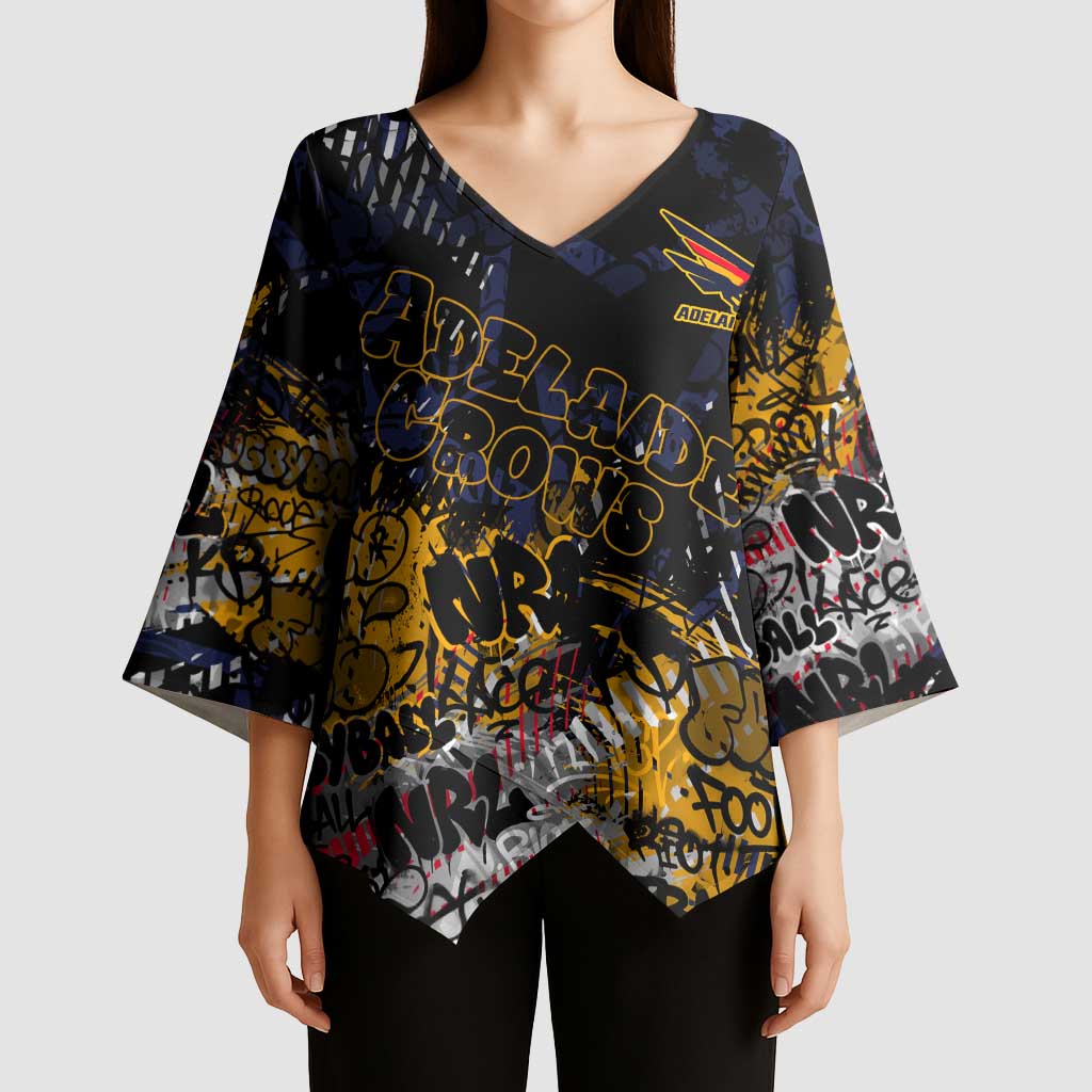 Adelaide Crows Kimono Sleeve Blouse Urban Graffiti Street Art - Bold Abstract Spray Paint
