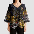 Adelaide Crows Kimono Sleeve Blouse Urban Graffiti Street Art - Bold Abstract Spray Paint